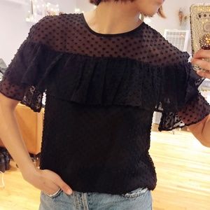 J.Crew 'Edie' Textured Clip Dot Ruffle Blouse